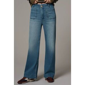 NWT Anthropologie The Colette Full-Length Wide-Leg Jeans Medium Blue 29P Petites